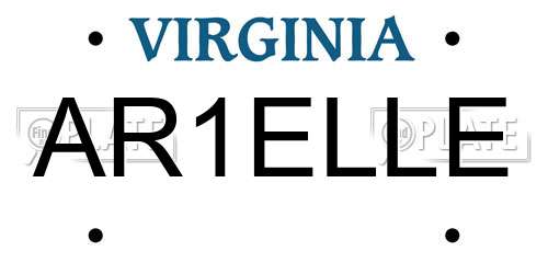 AR1ELLE Virginia License Plate