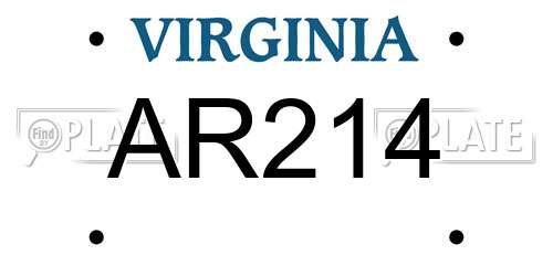 AR214 Virginia License Plate