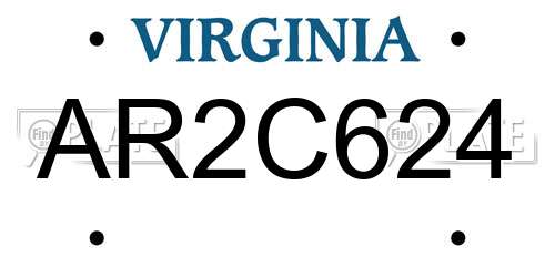 AR2C624 Virginia License Plate