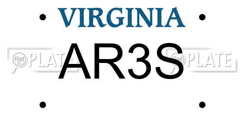 AR3S Virginia License Plate