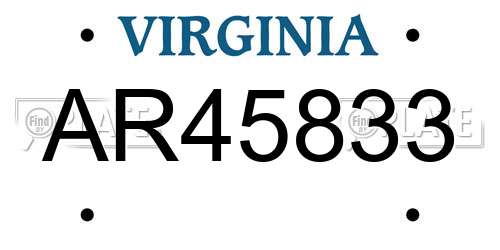 AR45833 Virginia License Plate