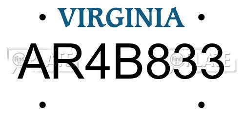AR4B833 Virginia License Plate