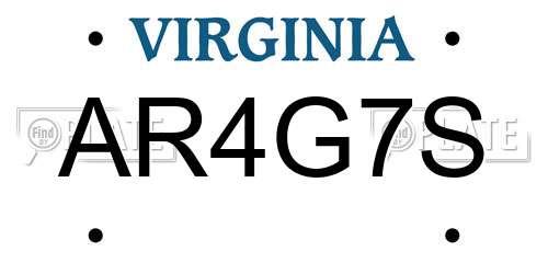 AR4G7S Virginia License Plate
