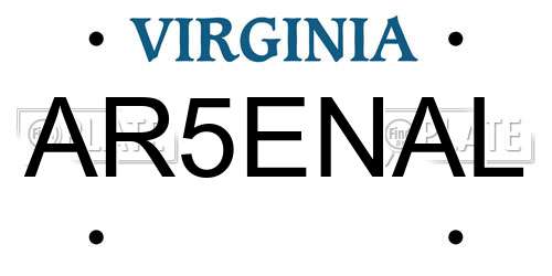 AR5ENAL Virginia License Plate
