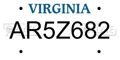 AR5Z682 Virginia License Plate