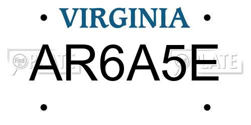 AR6A5E Virginia License Plate