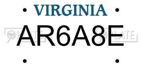 AR6A8E Virginia License Plate