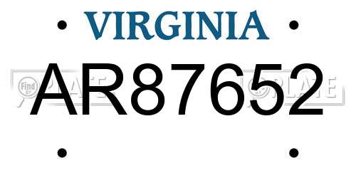 AR87652 Virginia License Plate