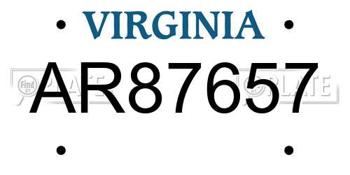 AR87657 Virginia License Plate