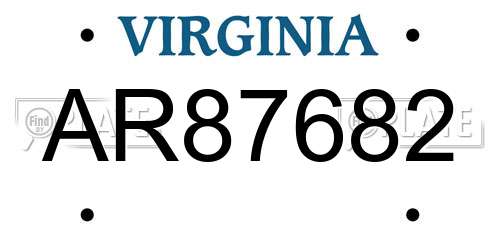 AR87682 Virginia License Plate