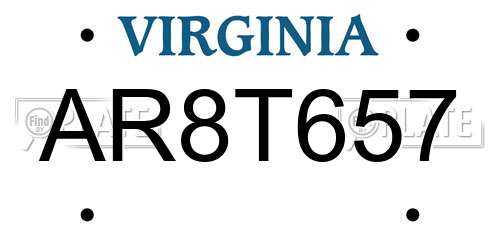 AR8T657 Virginia License Plate