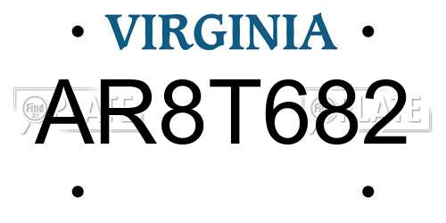 AR8T682 Virginia License Plate
