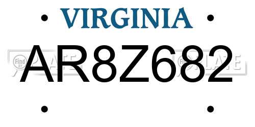AR8Z682 Virginia License Plate