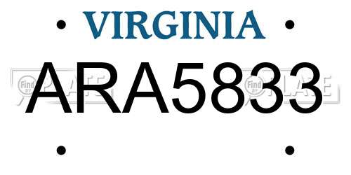 ARA5833 Virginia License Plate