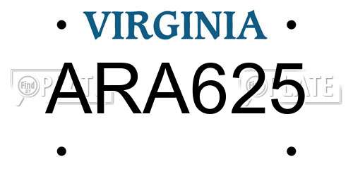 ARA625 Virginia License Plate