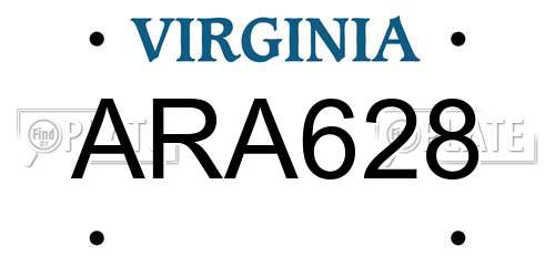 ARA628 Virginia License Plate
