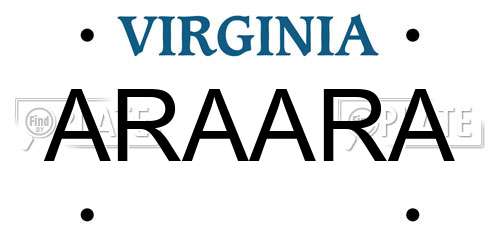 ARAARA Virginia License Plate