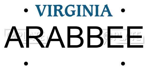 ARABBEE Virginia License Plate