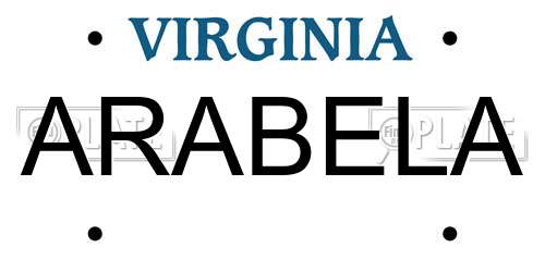 ARABELA Virginia License Plate