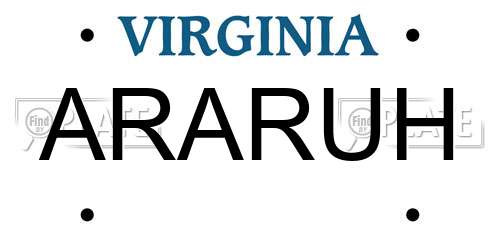 ARARUH Virginia License Plate