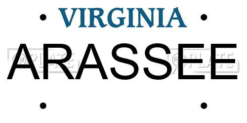 ARASSEE Virginia License Plate