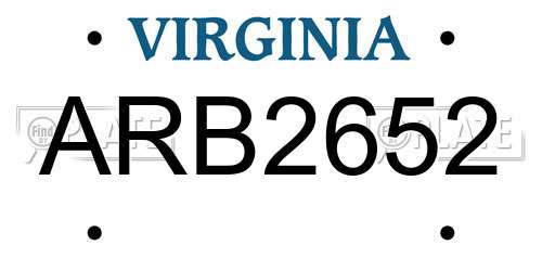ARB2652 Virginia License Plate