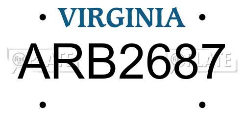 ARB2687 Virginia License Plate