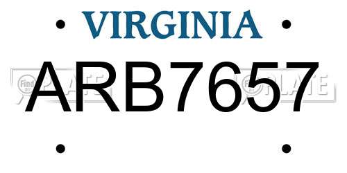 ARB7657 Virginia License Plate