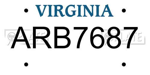 ARB7687 Virginia License Plate