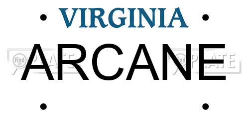 ARCANE Virginia License Plate