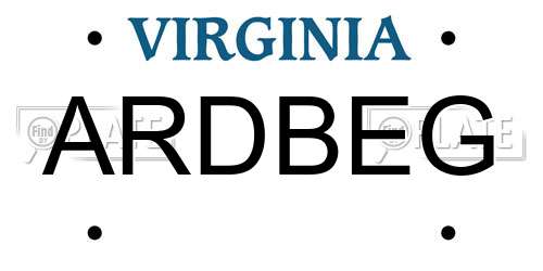 ARDBEG Virginia License Plate
