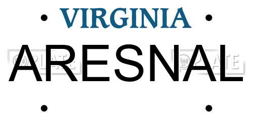ARESNAL Virginia License Plate
