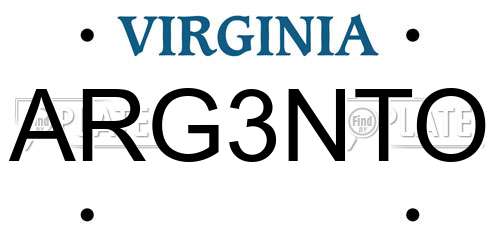 ARG3NTO Virginia License Plate