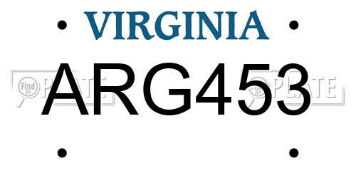 ARG453 Virginia License Plate