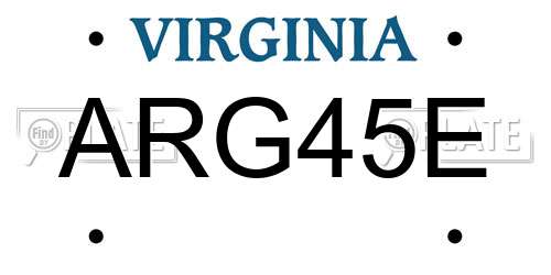 ARG45E Virginia License Plate