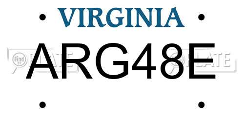 ARG48E Virginia License Plate
