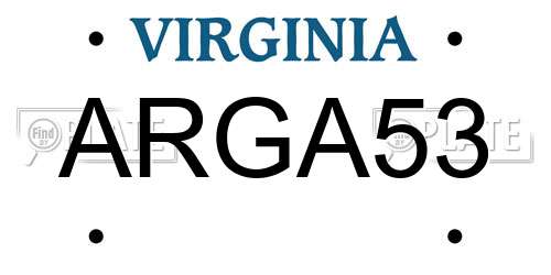 ARGA53 Virginia License Plate