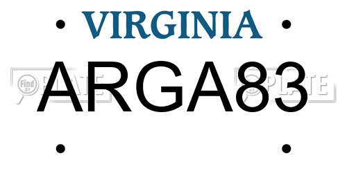 ARGA83 Virginia License Plate