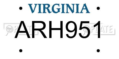 ARH951 Virginia License Plate