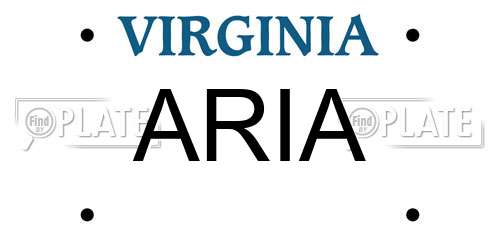 ARIA Virginia License Plate