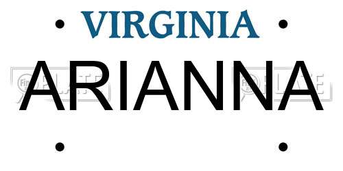 ARIANNA Virginia License Plate