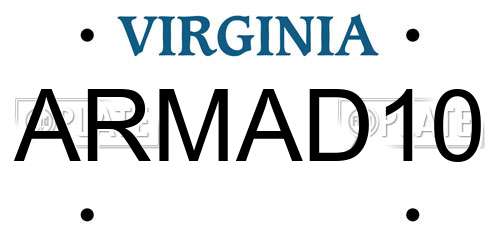 ARMAD10 Virginia License Plate