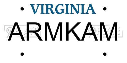 ARMKAM Virginia License Plate