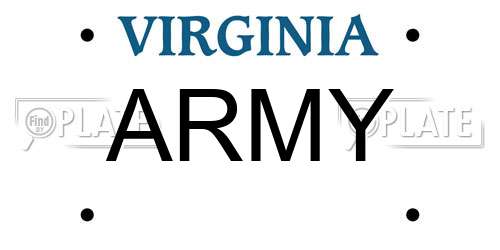 ARMY Virginia License Plate