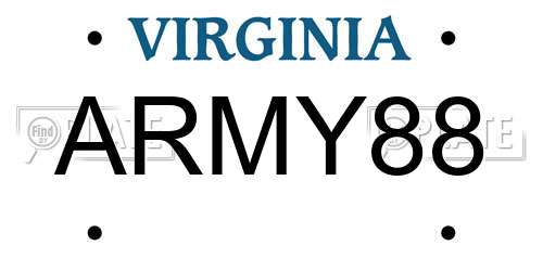 ARMY88 Virginia License Plate