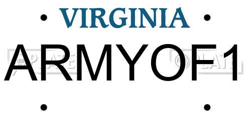 ARMYOF1 Virginia License Plate