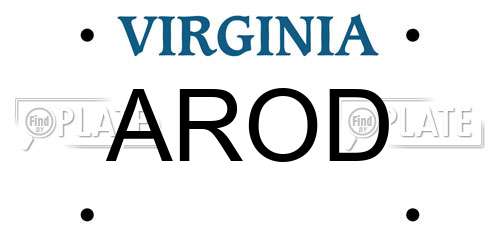 AROD Virginia License Plate