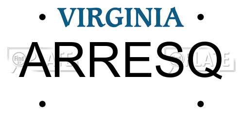 ARRESQ Virginia License Plate
