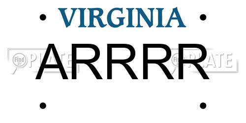 ARRRR Virginia License Plate