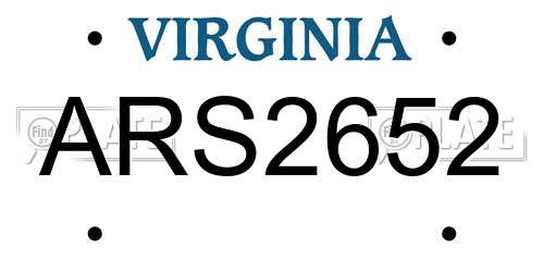 ARS2652 Virginia License Plate